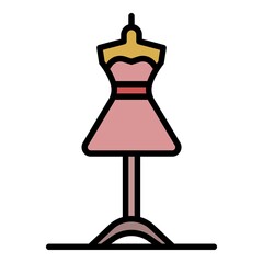 Dress on a mannequin icon. Outline dress on a mannequin vector icon color flat isolated