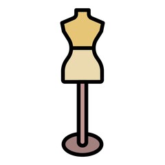 Mannequin stand icon. Outline mannequin stand vector icon color flat isolated