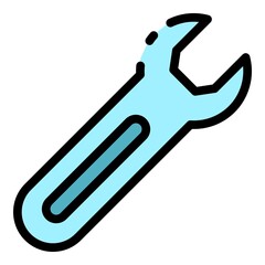 Metal wrench icon. Outline metal wrench vector icon color flat isolated