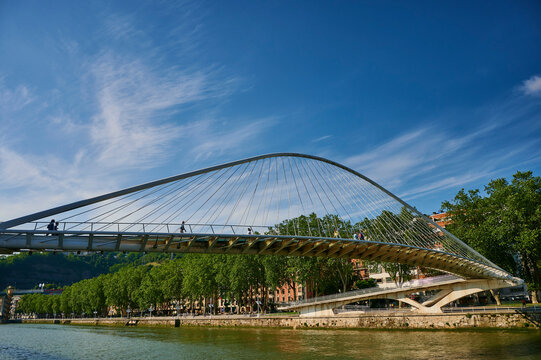 Zubizuri Bridge (Santiago Calatrava Bridge) Nervion River, Bilbao
