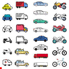 Vehicle Icon Pack Design For Business And Company