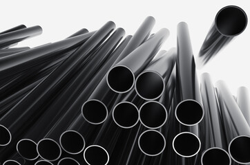 Close-up of plastic pipes on a white background 3d render illustration.
