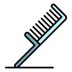 Hair comb icon. Outline hair comb vector icon color flat isolated