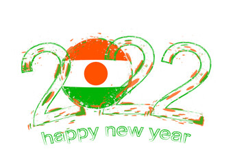 Happy New 2022 Year with flag of Niger.