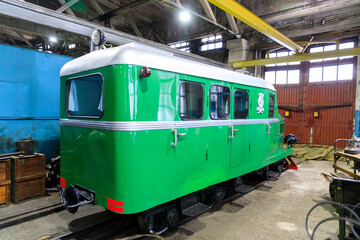 Old Soviet lathe, machine tool equipment. Locksmith shop in the railway depot