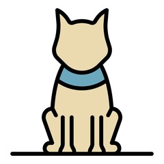 Sit dog icon. Outline sit dog vector icon color flat isolated