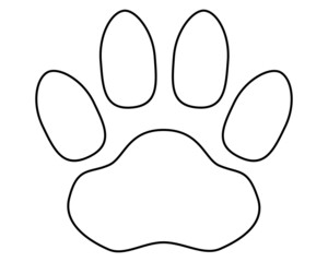 Animal footprints - vector linear picture for coloring book or logo. Outline. Cat footprints for coloring book, sign or icon