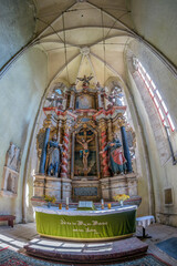 Interior of the fortified Evangelical Lutheran Church, Richis, Transylvania, Romania