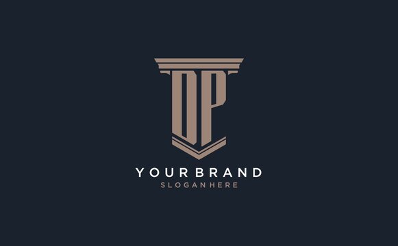 DP initial logo with pillar style, luxury law firm logo design ideas