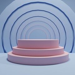 Obraz premium 3d background with a pink podium product stage illustration and round light bleu
