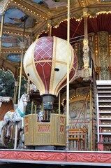 View of the Eiffel Tower with carousel beside, Paris,