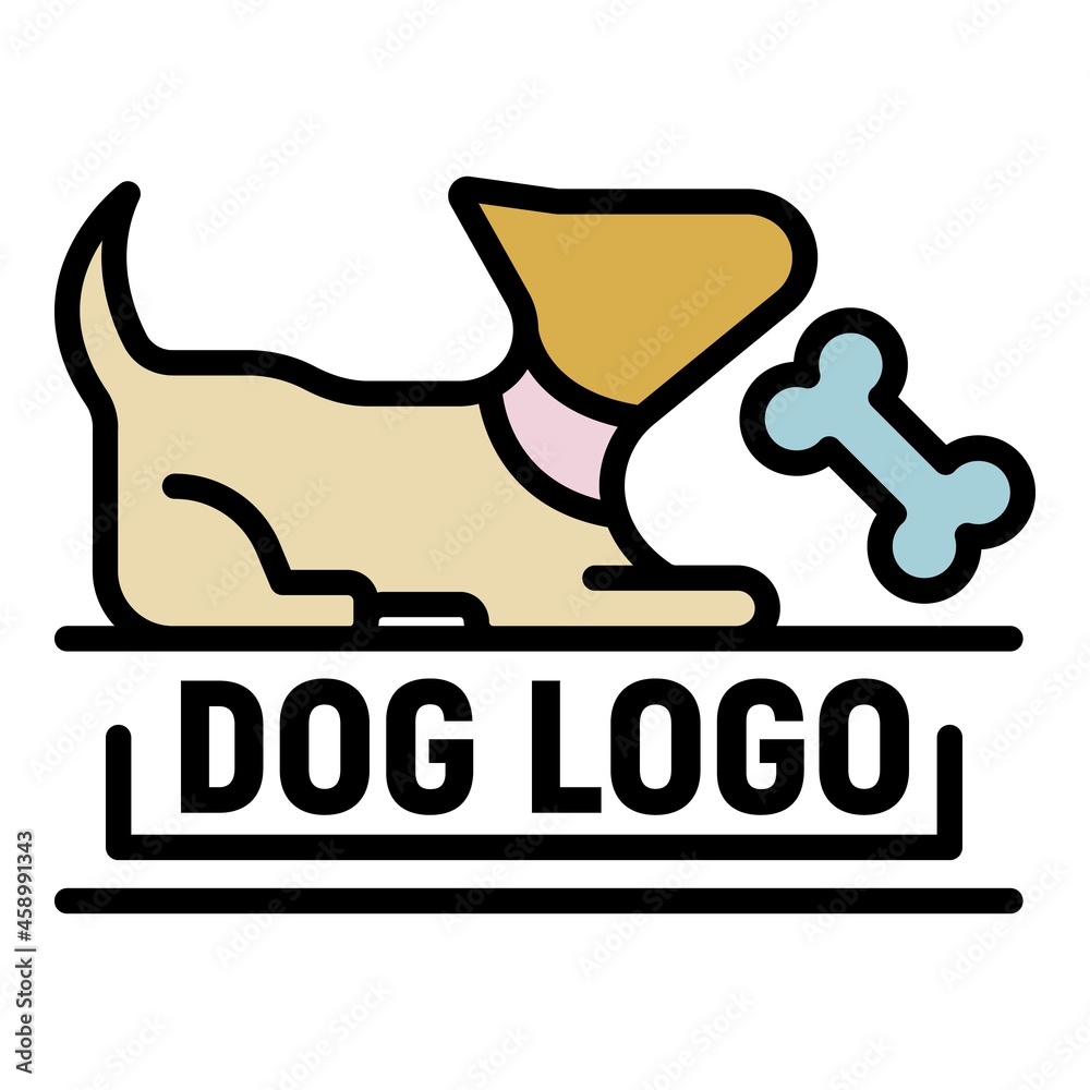 Canvas Prints dog with bone logo. outline dog with bone vector logo color flat isolated - Canvas Prints