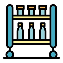 Trolley with medication icon. Outline trolley with medication vector icon color flat isolated