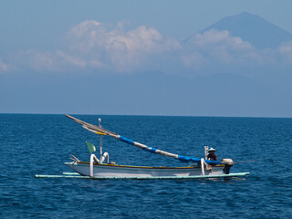 Naklejka premium Traditional boat in the sea of Lombok
