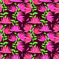 Fototapeta na wymiar Vector simple pattern flowers. For printing on fabric.