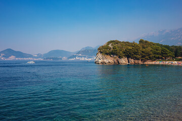 Fototapeta premium Amazing view of the sea near Budva city from the hill, Montenegro.