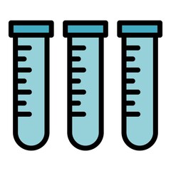 Veterinary test tubes icon. Outline veterinary test tubes vector icon color flat isolated