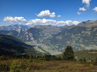 Fototapeta premium beautiful landscape in valais with a view of verbier above lourtier near la ly goli de servay. Hiking in switzerland