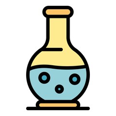 Laboratory flask icon. Outline laboratory flask vector icon color flat isolated