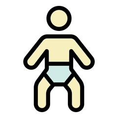 Baby kid icon. Outline baby kid vector icon color flat isolated