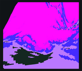 Glitched and pixelated 3d landscape.