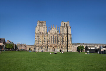Views of Wells Cathedral in Wells, Somerset in the UK