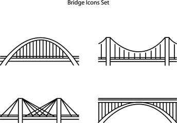 bridge icons set isolated on white background. bridge icon thin line outline linear bridge symbol for logo, web, app, UI. bridge icon simple sign.