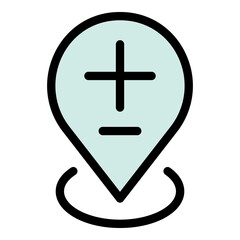 Obraz premium Hospital gps pin map icon. Outline hospital gps pin map vector icon color flat isolated