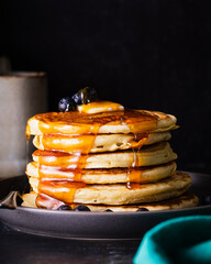 Pancakes and syrup breakfast food photography