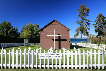 The St. Francis Solano Indian Mission Church was established in 1859, and is the oldest building in Petoskey, in Northern Michigan, located on Lake Michigan.