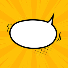 Vintage pop art comics speech bubble vector. Black and white color background