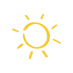 vector hand drawn sun on white background