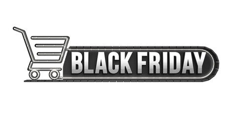 3d black friday logo for shopping with white illuminated neon