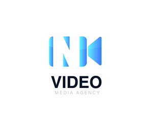 Initial letter n video conference and chat video logo