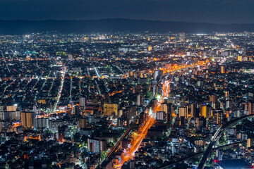 Fototapeta premium [大阪府]あべのハルカスからの大阪市街の夜景