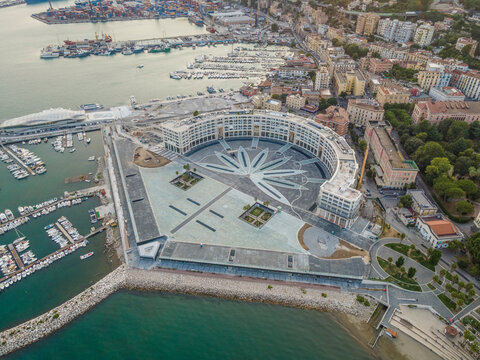 Aerial view of Liberty Square (Piazza della Libert&agrave;) in Salerno downtown, Italy.