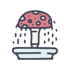 mushroom fountain color vector doodle simple icon