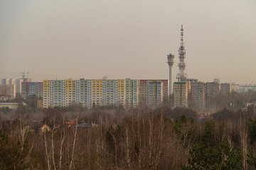 view on popular polish housing estate of big plates in spring
