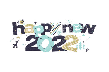 Happy New Year 2022 greeting card. Vector illustration concept for background, greeting card, party invitation card, website banner, social media banner, marketing material.