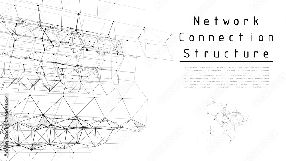 Wall mural network connection structure. concept of hi tech and future. communication and web concept. big data