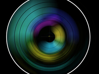 Multicolored Greenish Illustration Design Of Camera Lens Flare In Round Shape