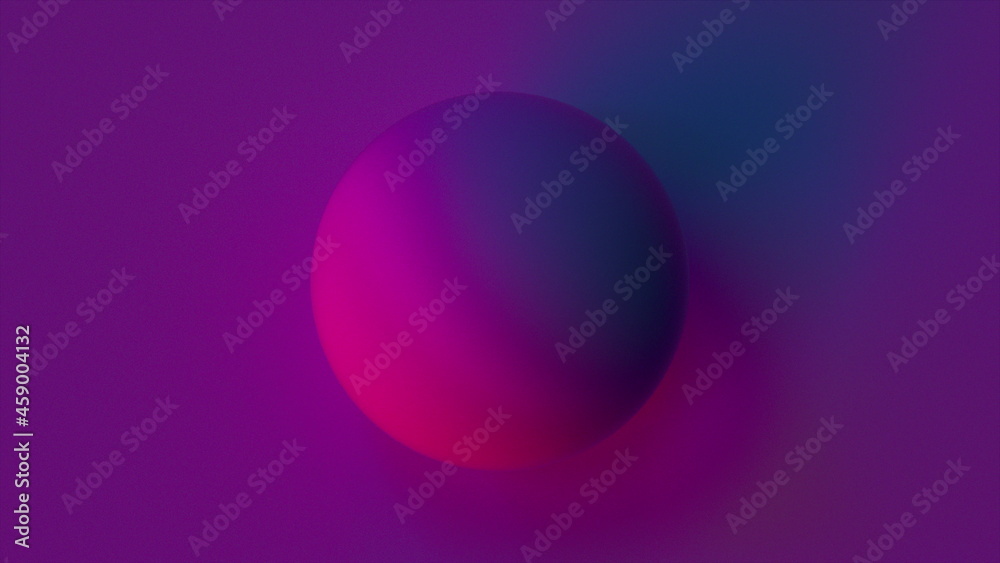 Poster bright ball with colorful 3d render gradient floating on surface. creative minimalism with simple ge