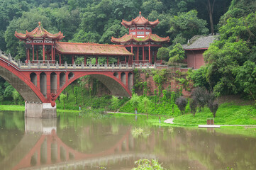 haoshang bridge mahao river leshan china sichuan province