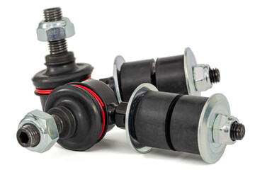 Stabilizer bar with ball joint, spare parts for mechanical repair and car replacement. isolated on white background