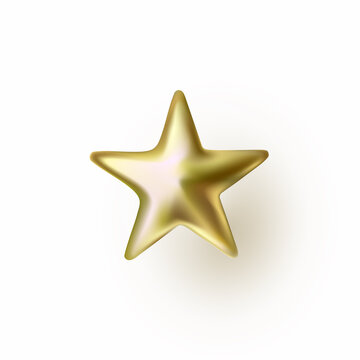 Gold glowing star with shadow isolated on white background. Golden vip casino, award, certificate icon. Vector 3d luxury Christmas or New Year element design