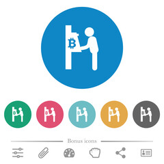 Bitcoin cash machine flat round icons