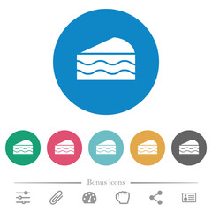 Slice of cake flat round icons