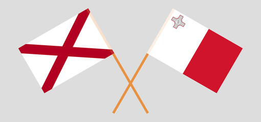 Crossed flags of The State of Alabama and Malta. Official colors. Correct proportion