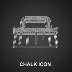 Chalk Brush for cleaning icon isolated on black background. Vector