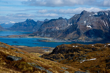 Fototapeta na wymiar Lofoten islands Norway beautiful mountains